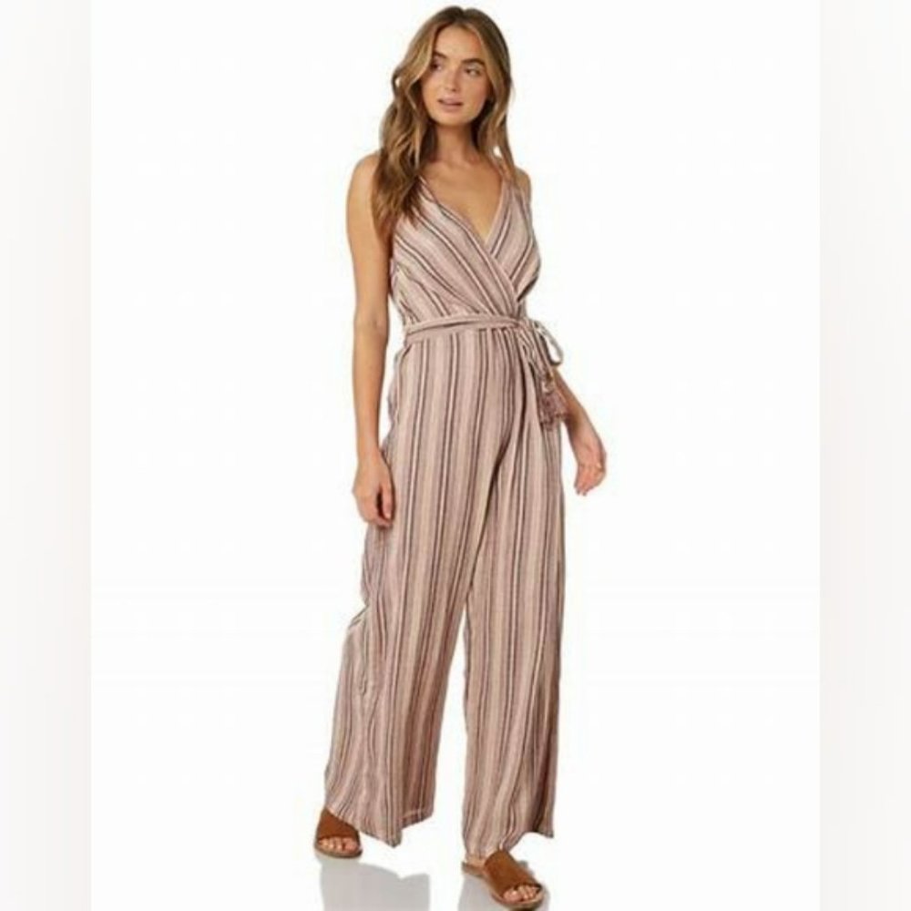 TIGERLILY Tami Cotton  Stripe Wide Leg Jumpsuit NWOT